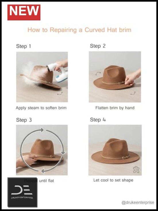 Classic Felt Fedora Wide Brim Hat with Belt Buckle - Unisex Panama Trilby, main image 3